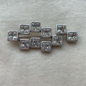 Vintage 90s Swan Signed Swarovski Princess Cut Art Deco Style Crystal Brooch.